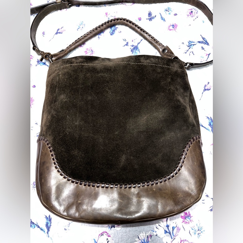 Frye Melissa Whipstitch Suede/Leather Hobo